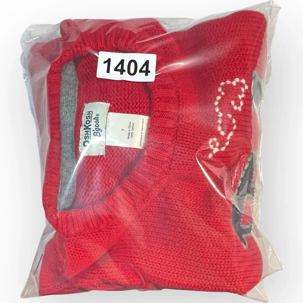OshKosh B'gosh Boys Red‎ Winter Knit Train Holiday Christmas Sweater Size 7